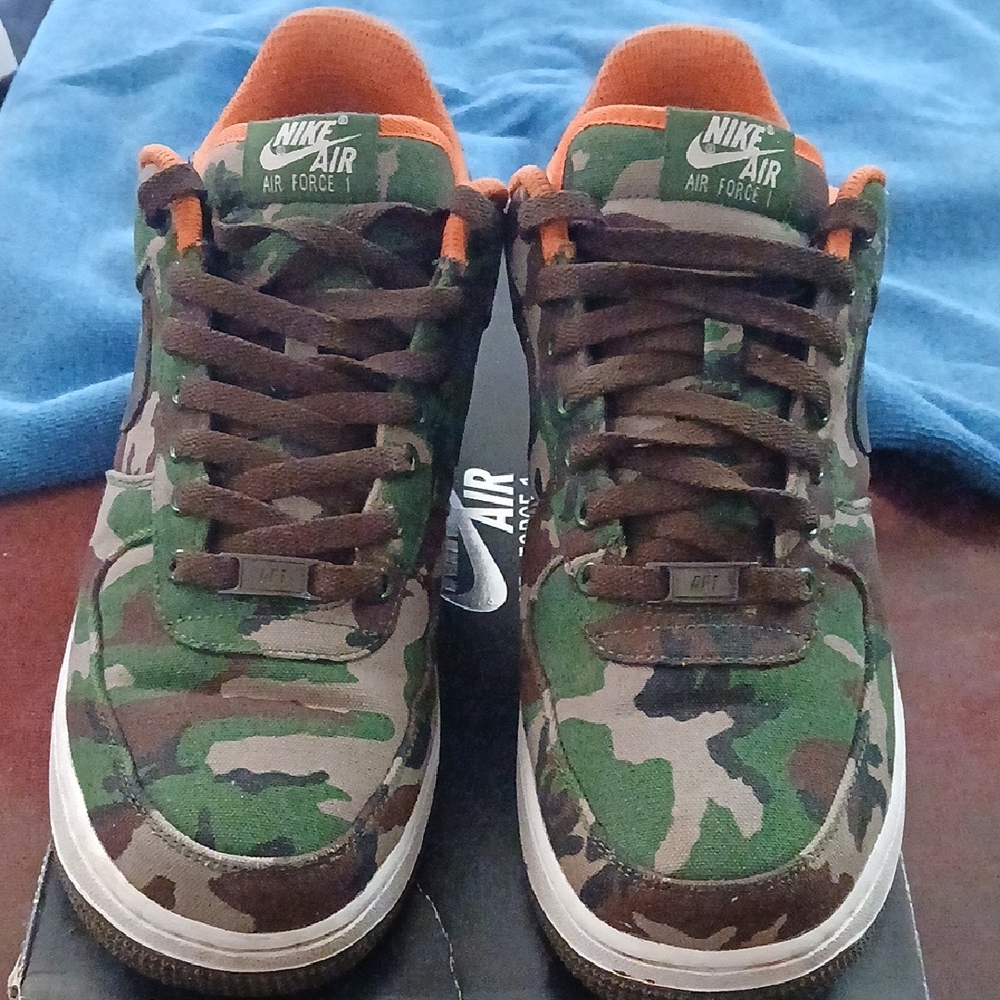 Nike Camo Air Force 1 Sneakers - Green/Brown/Orange